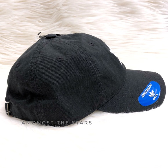 Adidas Trefoil Black Relaxed Strapback Dad Hat Cap - Picture 4 of 7